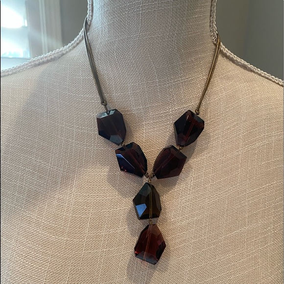 Jewelry - Ruby & Smoky Rhinestone Chunky Bib Necklace
